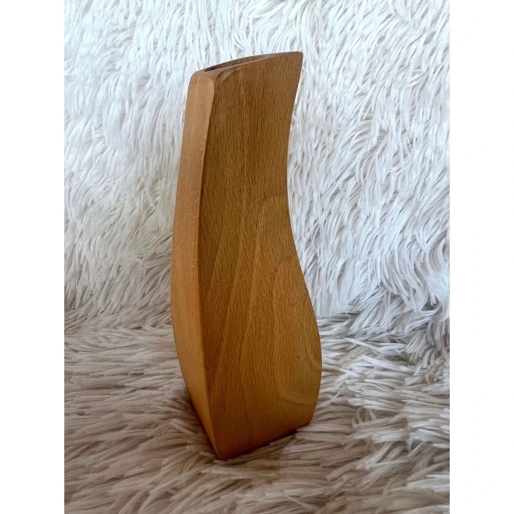 Sculptural Wooden Bud Vase Minimalist Mod Decor MCM Inspired Wood Scandinavian